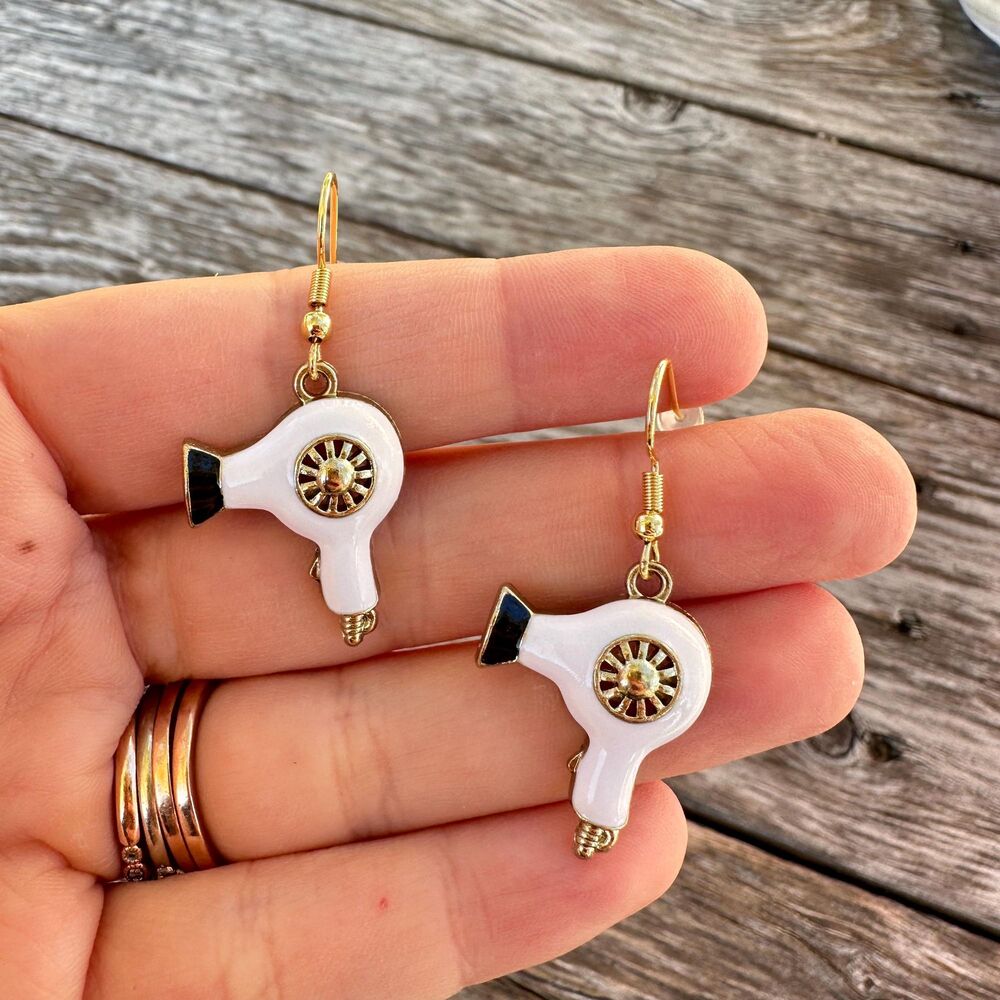 Vintage Hair Dryer Earrings, Hair Dresser Jewelry